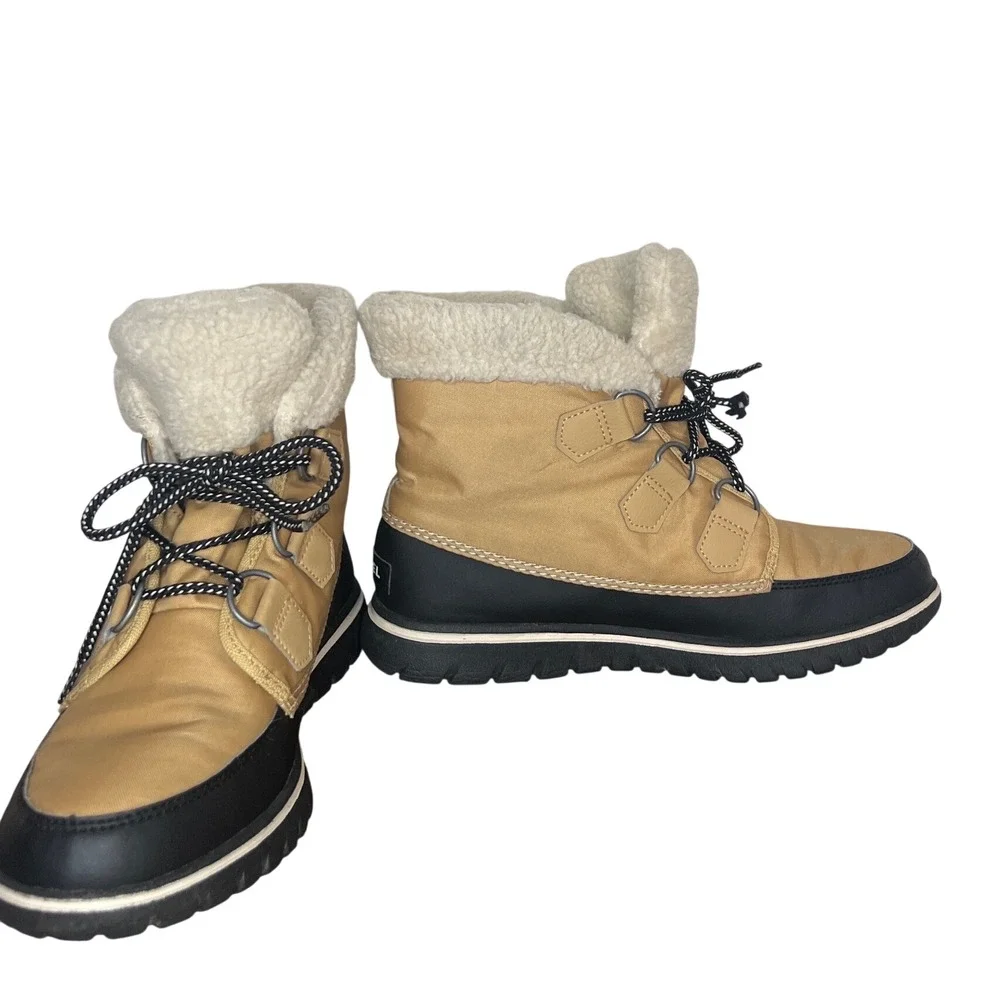 Sorel Women's Winter Ankle Bootie Camel Brown Boot Size 9 Nylon Waterproof